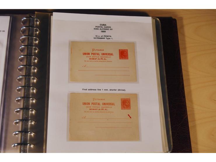 1878/98, spezialisierte Sammlung von ca. 150 ungebrauchten und 23 gebrauchten Ganzsachenkarten in 3 Alben, dabei interessante