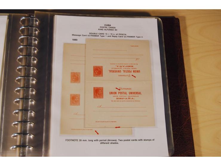 1878/98, spezialisierte Sammlung von ca. 150 ungebrauchten und 23 gebrauchten Ganzsachenkarten in 3 Alben, dabei interessante