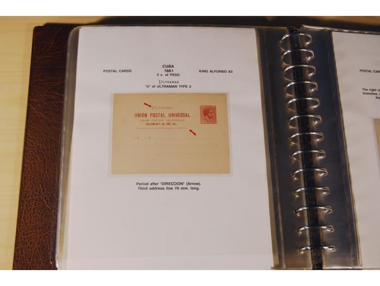1878/98, spezialisierte Sammlung von ca. 150 ungebrauchten und 23 gebrauchten Ganzsachenkarten in 3 Alben, dabei interessante