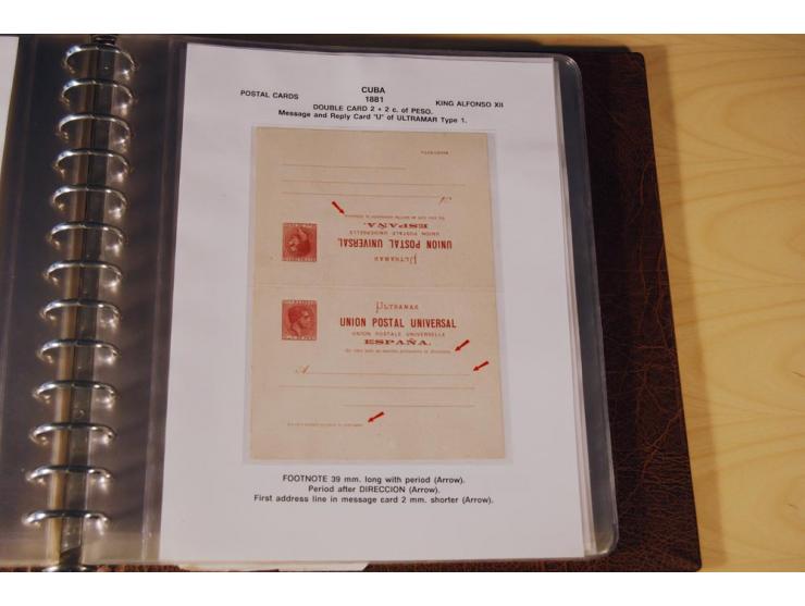 1878/98, spezialisierte Sammlung von ca. 150 ungebrauchten und 23 gebrauchten Ganzsachenkarten in 3 Alben, dabei interessante