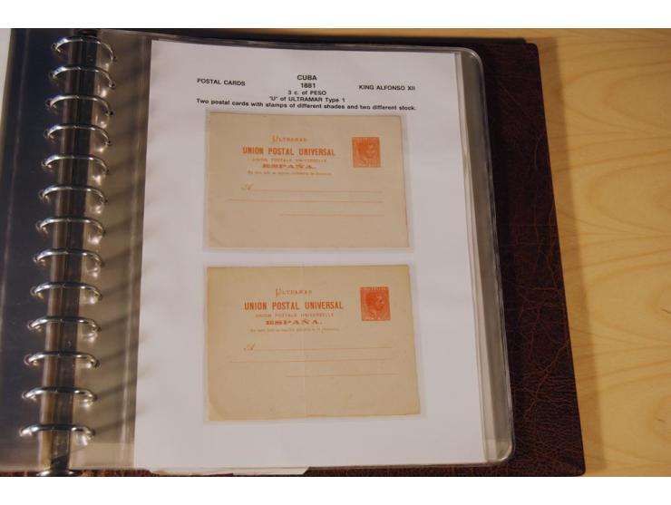 1878/98, spezialisierte Sammlung von ca. 150 ungebrauchten und 23 gebrauchten Ganzsachenkarten in 3 Alben, dabei interessante
