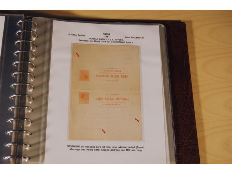 1878/98, spezialisierte Sammlung von ca. 150 ungebrauchten und 23 gebrauchten Ganzsachenkarten in 3 Alben, dabei interessante
