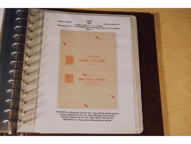 1878/98, spezialisierte Sammlung von ca. 150 ungebrauchten und 23 gebrauchten Ganzsachenkarten in 3 Alben, dabei interessante