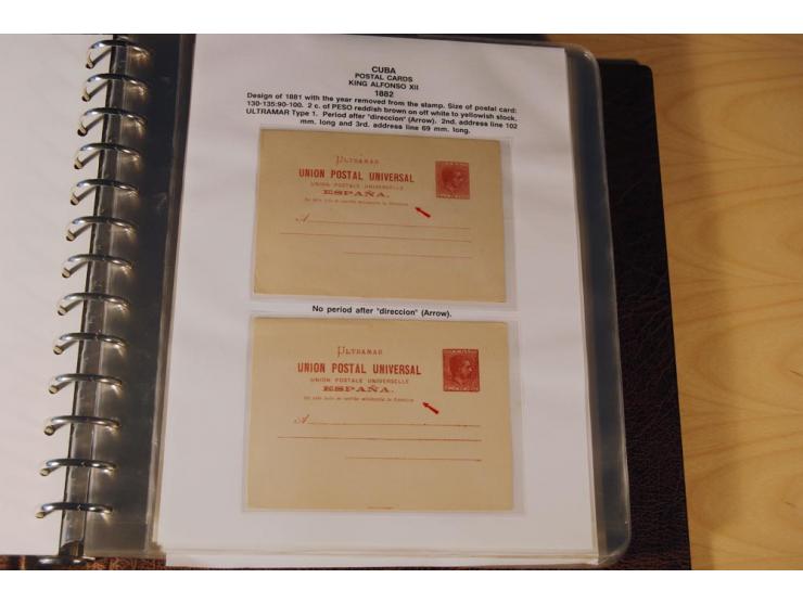 1878/98, spezialisierte Sammlung von ca. 150 ungebrauchten und 23 gebrauchten Ganzsachenkarten in 3 Alben, dabei interessante