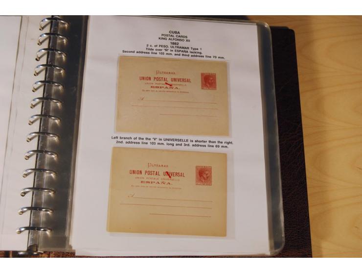 1878/98, spezialisierte Sammlung von ca. 150 ungebrauchten und 23 gebrauchten Ganzsachenkarten in 3 Alben, dabei interessante