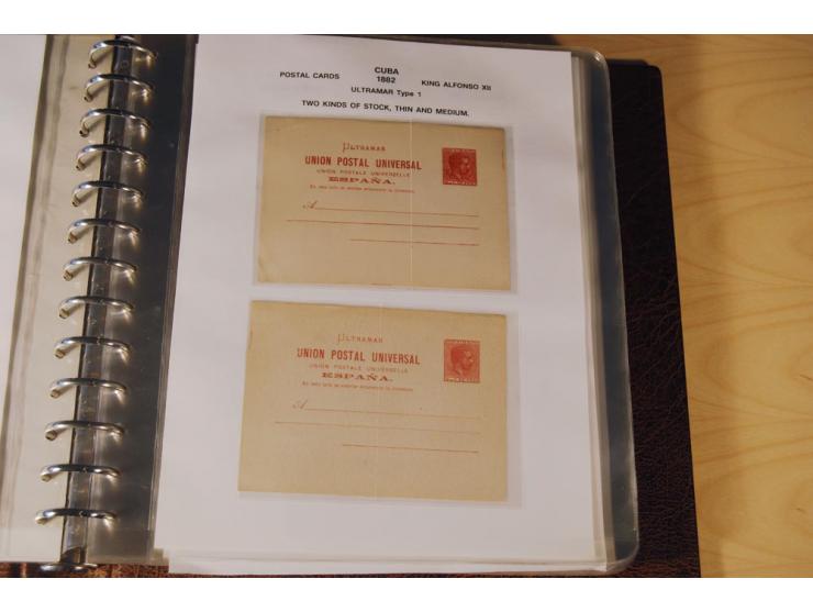 1878/98, spezialisierte Sammlung von ca. 150 ungebrauchten und 23 gebrauchten Ganzsachenkarten in 3 Alben, dabei interessante