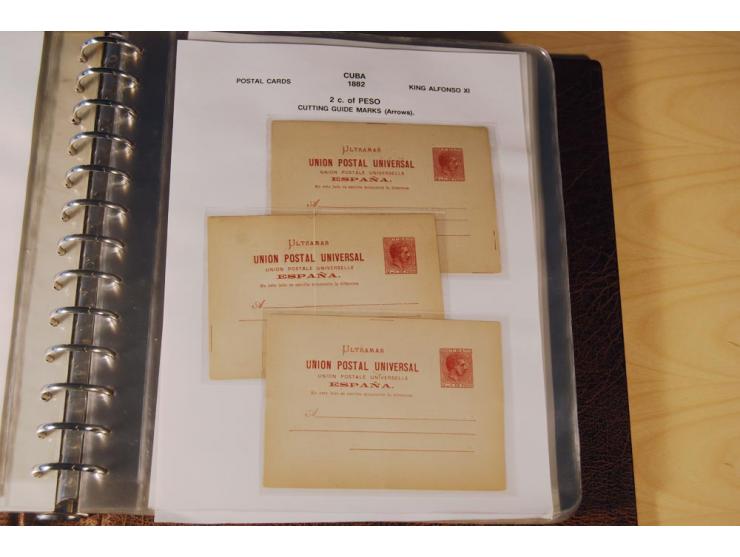 1878/98, spezialisierte Sammlung von ca. 150 ungebrauchten und 23 gebrauchten Ganzsachenkarten in 3 Alben, dabei interessante