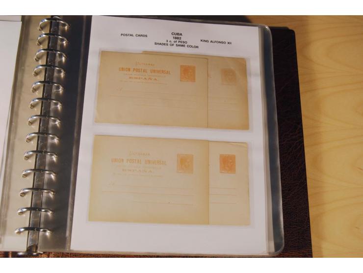 1878/98, spezialisierte Sammlung von ca. 150 ungebrauchten und 23 gebrauchten Ganzsachenkarten in 3 Alben, dabei interessante