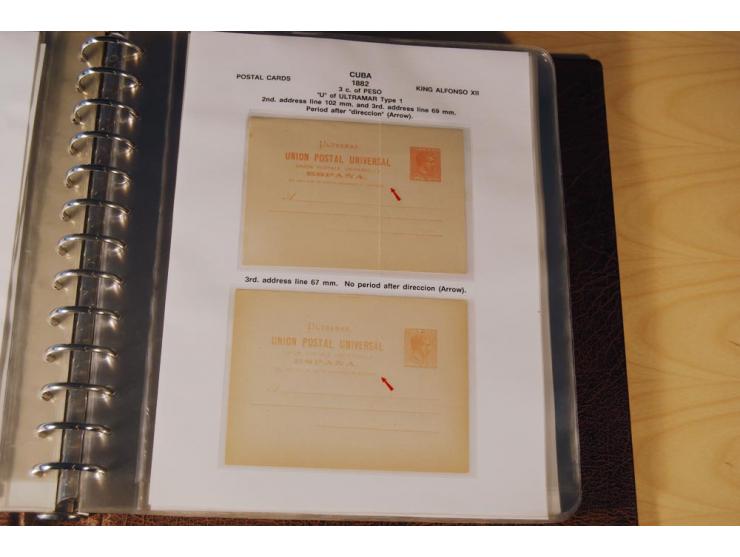 1878/98, spezialisierte Sammlung von ca. 150 ungebrauchten und 23 gebrauchten Ganzsachenkarten in 3 Alben, dabei interessante