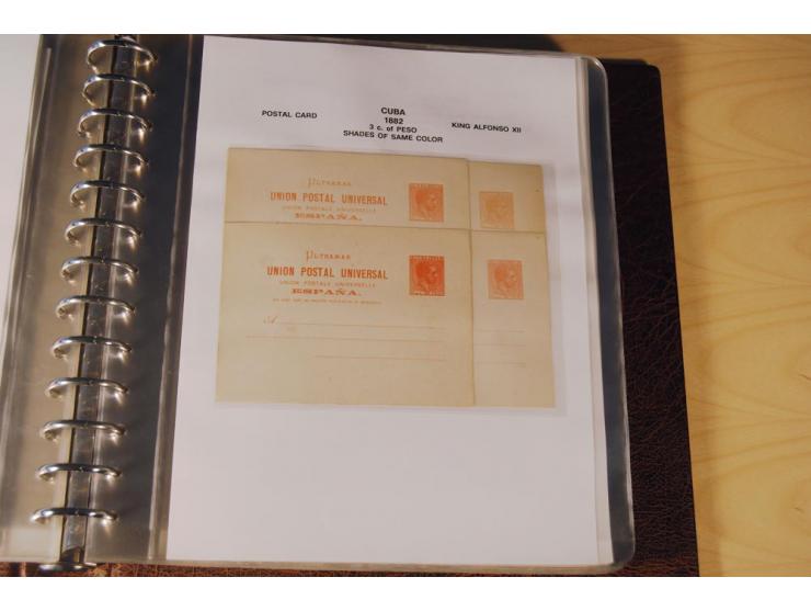 1878/98, spezialisierte Sammlung von ca. 150 ungebrauchten und 23 gebrauchten Ganzsachenkarten in 3 Alben, dabei interessante