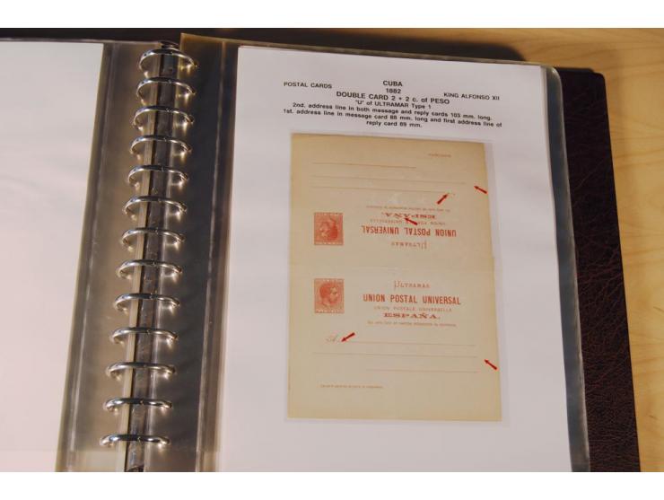 1878/98, spezialisierte Sammlung von ca. 150 ungebrauchten und 23 gebrauchten Ganzsachenkarten in 3 Alben, dabei interessante