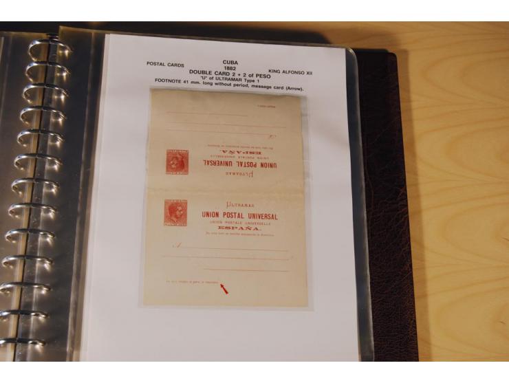 1878/98, spezialisierte Sammlung von ca. 150 ungebrauchten und 23 gebrauchten Ganzsachenkarten in 3 Alben, dabei interessante
