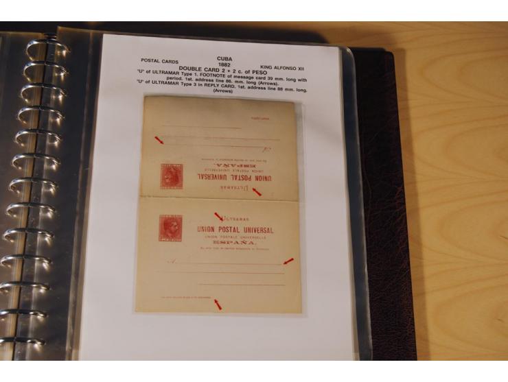 1878/98, spezialisierte Sammlung von ca. 150 ungebrauchten und 23 gebrauchten Ganzsachenkarten in 3 Alben, dabei interessante