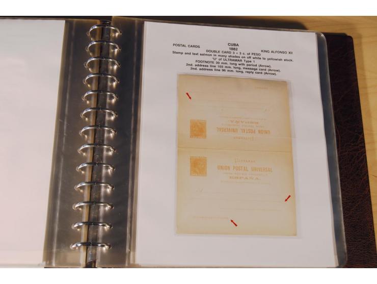 1878/98, spezialisierte Sammlung von ca. 150 ungebrauchten und 23 gebrauchten Ganzsachenkarten in 3 Alben, dabei interessante