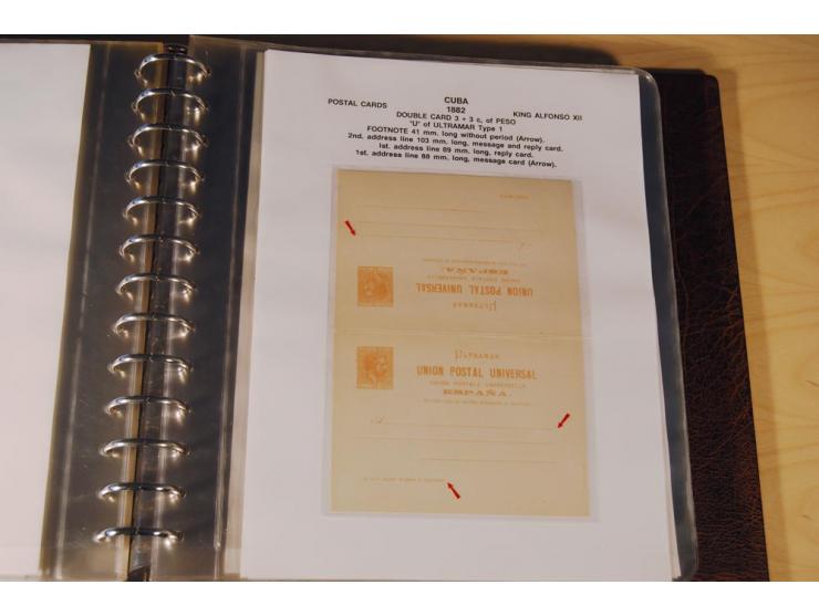 1878/98, spezialisierte Sammlung von ca. 150 ungebrauchten und 23 gebrauchten Ganzsachenkarten in 3 Alben, dabei interessante
