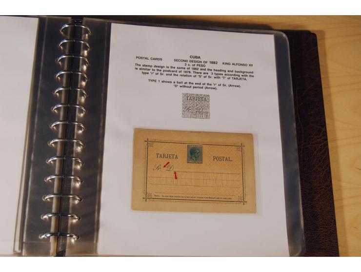 1878/98, spezialisierte Sammlung von ca. 150 ungebrauchten und 23 gebrauchten Ganzsachenkarten in 3 Alben, dabei interessante