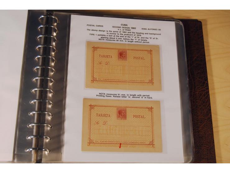 1878/98, spezialisierte Sammlung von ca. 150 ungebrauchten und 23 gebrauchten Ganzsachenkarten in 3 Alben, dabei interessante