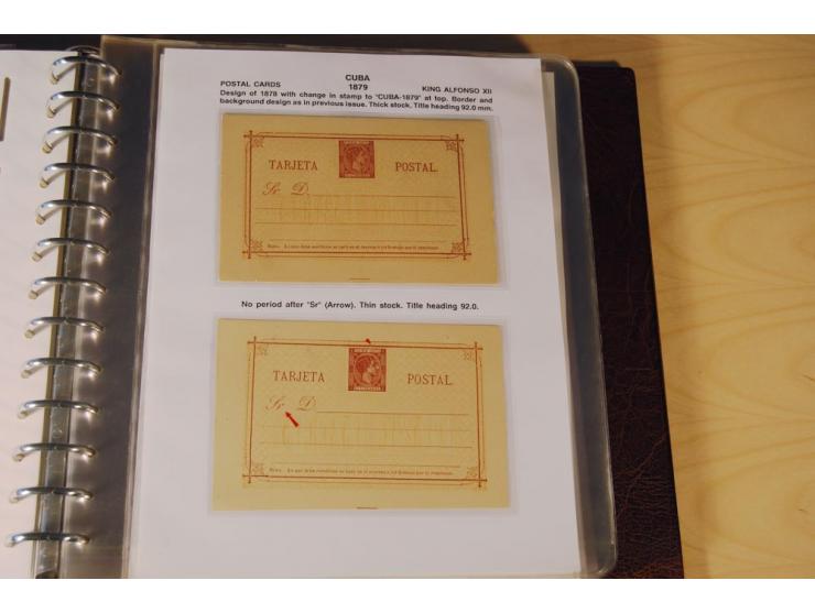 1878/98, spezialisierte Sammlung von ca. 150 ungebrauchten und 23 gebrauchten Ganzsachenkarten in 3 Alben, dabei interessante