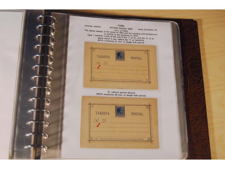 1878/98, spezialisierte Sammlung von ca. 150 ungebrauchten und 23 gebrauchten Ganzsachenkarten in 3 Alben, dabei interessante