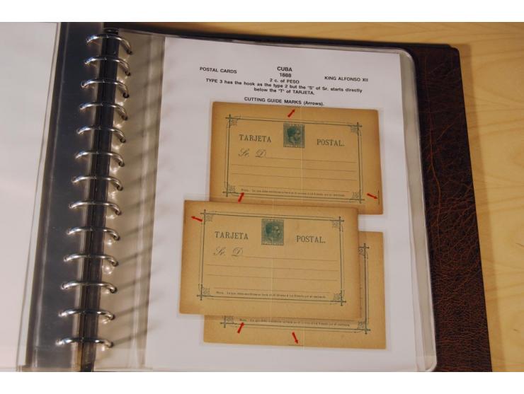 1878/98, spezialisierte Sammlung von ca. 150 ungebrauchten und 23 gebrauchten Ganzsachenkarten in 3 Alben, dabei interessante