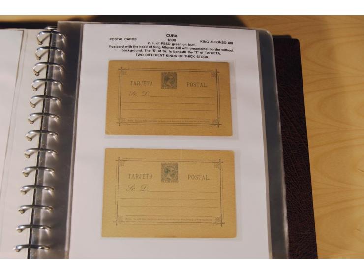 1878/98, spezialisierte Sammlung von ca. 150 ungebrauchten und 23 gebrauchten Ganzsachenkarten in 3 Alben, dabei interessante