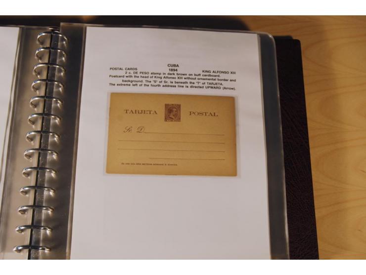 1878/98, spezialisierte Sammlung von ca. 150 ungebrauchten und 23 gebrauchten Ganzsachenkarten in 3 Alben, dabei interessante