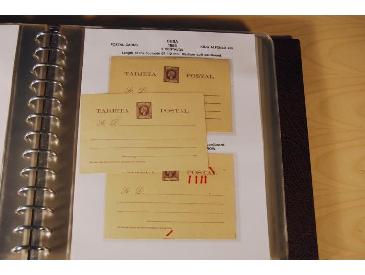 1878/98, spezialisierte Sammlung von ca. 150 ungebrauchten und 23 gebrauchten Ganzsachenkarten in 3 Alben, dabei interessante