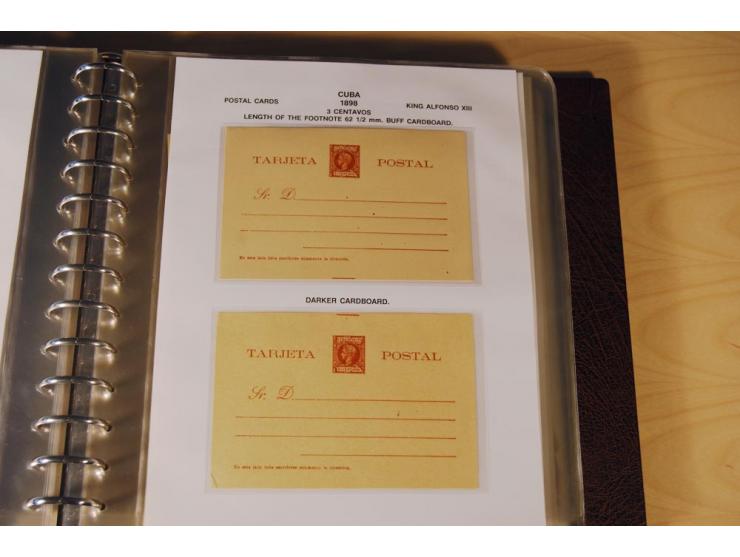 1878/98, spezialisierte Sammlung von ca. 150 ungebrauchten und 23 gebrauchten Ganzsachenkarten in 3 Alben, dabei interessante