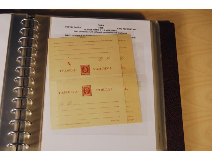 1878/98, spezialisierte Sammlung von ca. 150 ungebrauchten und 23 gebrauchten Ganzsachenkarten in 3 Alben, dabei interessante