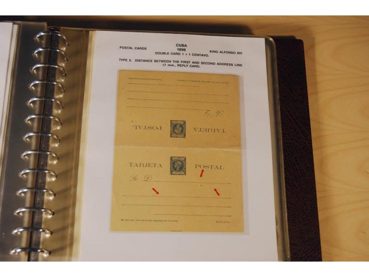 1878/98, spezialisierte Sammlung von ca. 150 ungebrauchten und 23 gebrauchten Ganzsachenkarten in 3 Alben, dabei interessante