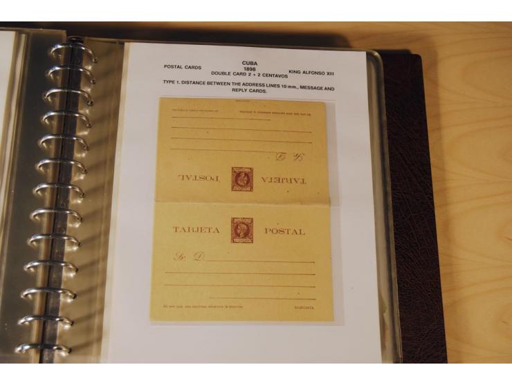 1878/98, spezialisierte Sammlung von ca. 150 ungebrauchten und 23 gebrauchten Ganzsachenkarten in 3 Alben, dabei interessante