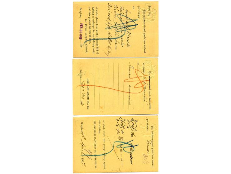 1904/08, 9 gebrauchte Ganzsachen, dabei 4 nach Italien (davon 3 mit Zusatz)