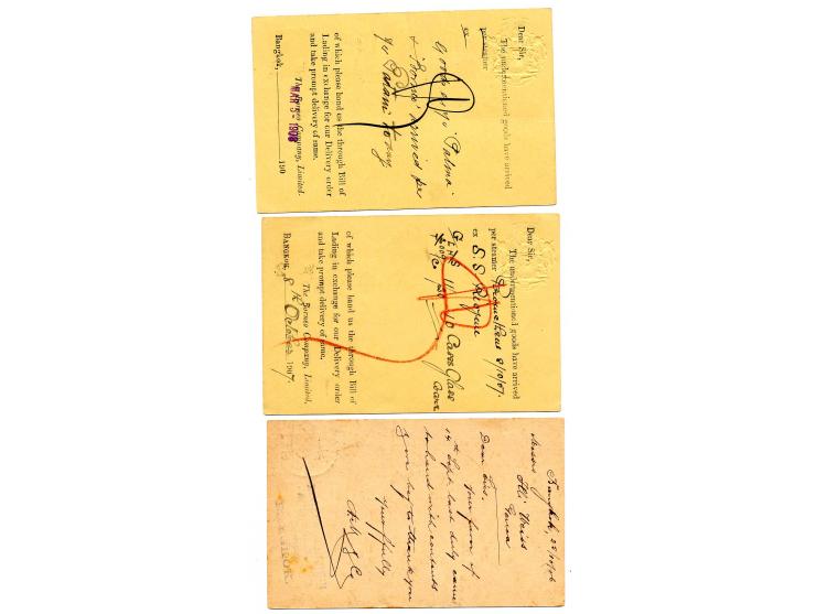 1904/08, 9 gebrauchte Ganzsachen, dabei 4 nach Italien (davon 3 mit Zusatz)