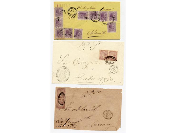1864/90 ca., 9 Briefe und Vorderseiten mit guten Frankaturen, dazu Spanien Nr. 65 mit stummen Stempeln von Puerto Rico