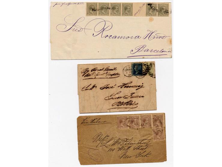 1864/90 ca., 9 Briefe und Vorderseiten mit guten Frankaturen, dazu Spanien Nr. 65 mit stummen Stempeln von Puerto Rico