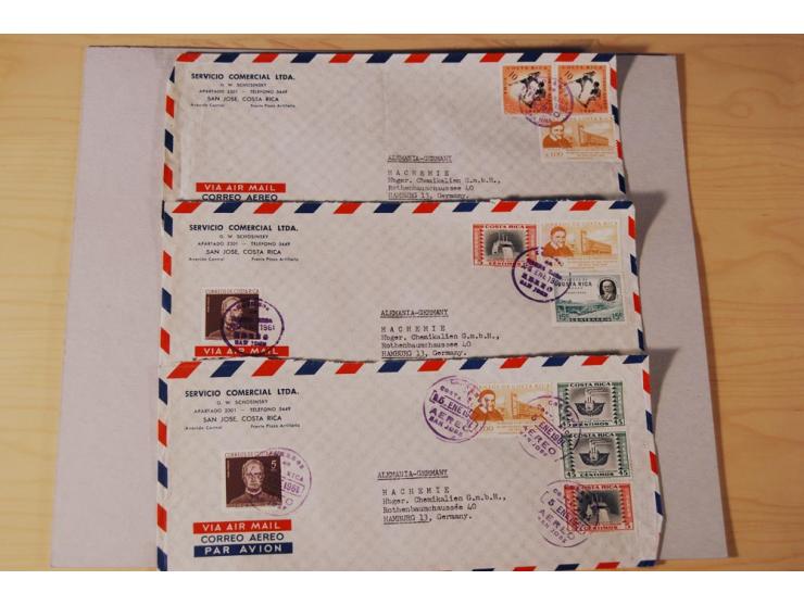 1890/1975, Posten Briefe, Karten u. Ganzsachen von Costa Rica (177), Dominikanische Republik (171) und El Salvador (227), mei