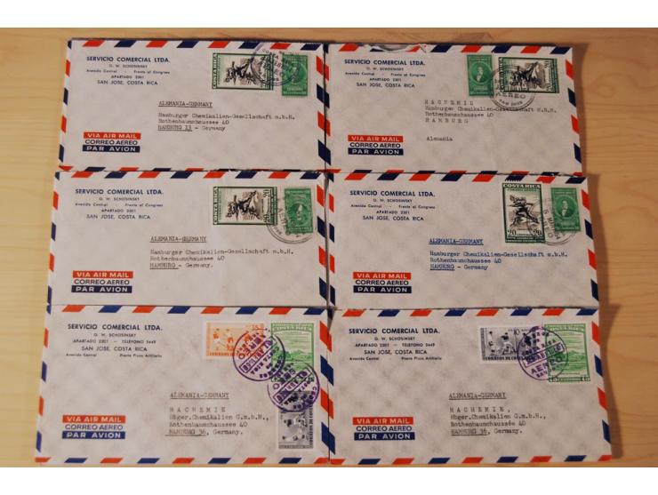 1890/1975, Posten Briefe, Karten u. Ganzsachen von Costa Rica (177), Dominikanische Republik (171) und El Salvador (227), mei