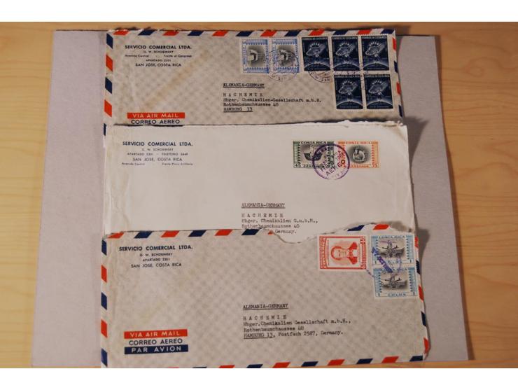 1890/1975, Posten Briefe, Karten u. Ganzsachen von Costa Rica (177), Dominikanische Republik (171) und El Salvador (227), mei