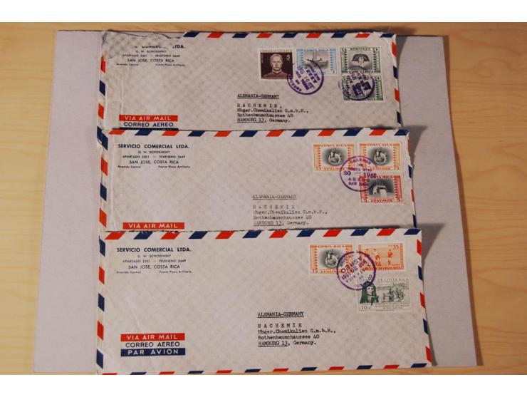 1890/1975, Posten Briefe, Karten u. Ganzsachen von Costa Rica (177), Dominikanische Republik (171) und El Salvador (227), mei