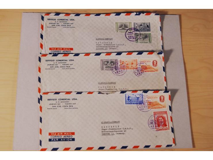 1890/1975, Posten Briefe, Karten u. Ganzsachen von Costa Rica (177), Dominikanische Republik (171) und El Salvador (227), mei