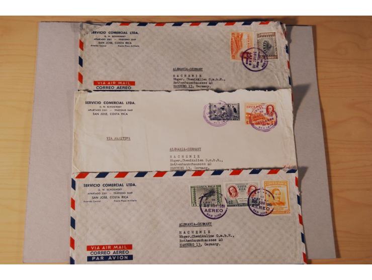 1890/1975, Posten Briefe, Karten u. Ganzsachen von Costa Rica (177), Dominikanische Republik (171) und El Salvador (227), mei
