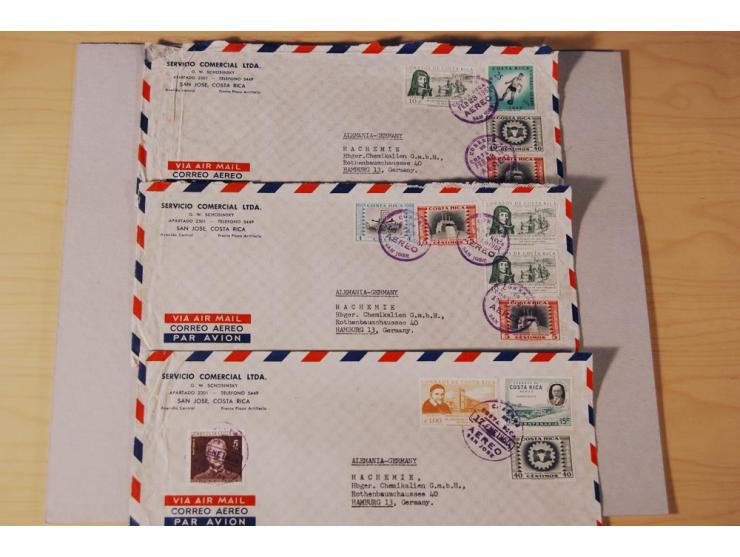 1890/1975, Posten Briefe, Karten u. Ganzsachen von Costa Rica (177), Dominikanische Republik (171) und El Salvador (227), mei