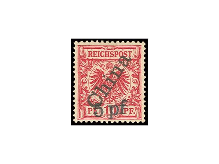 1900, Futschau-Provisorium 5 pf auf 10 Pfg., diagonaler und schräger Aufdruck, ungebraucht, Pracht (Mi. 1.500,-)