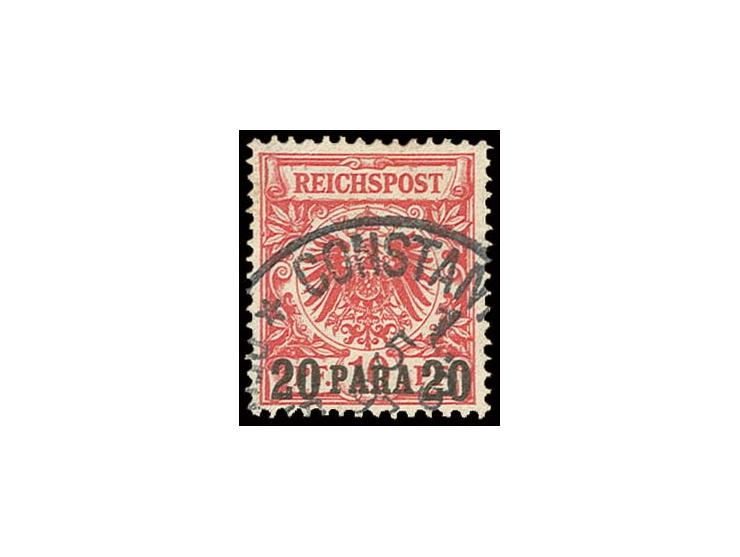 1889, 20 P. mittelrot, sauber gestempelt mit Plattenfehler "Keil in linker Umrandungslinie zwischen den Blättern links oben",