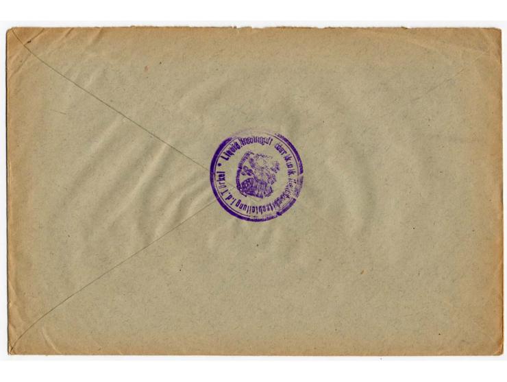 "Deutsche Feldpost 663/25.5.18" (Nazareth) auf portofreiem Dienst-R-Brief (Feldpostnummer 663 im R-Zettel nach rechts versetz