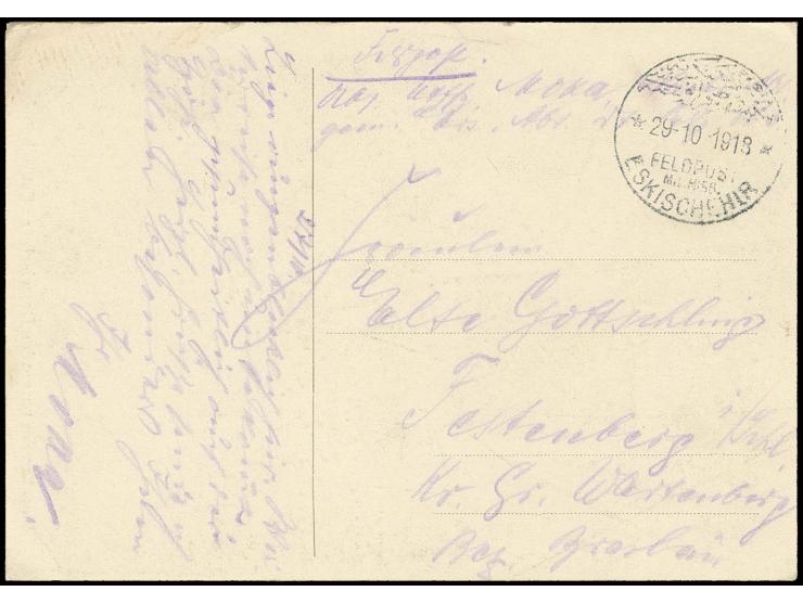 "ESKISCHEHIR 29.10.18" auf Feldpostkarte (Ansicht: Moschee der tanzenden Derwische zu Eskischehir) nach Deutschland. Einer de