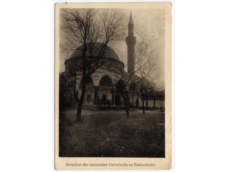 "ESKISCHEHIR 29.10.18" auf Feldpostkarte (Ansicht: Moschee der tanzenden Derwische zu Eskischehir) nach Deutschland. Einer de