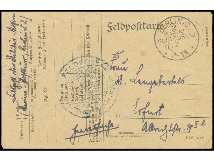 "FELDPOST DER DEUTSCHEN MILITÄR-MISSION" Herkunftsstempel auf Feldpostkarte der Dt. Militär-Mission Abwicklungsstelle mit Auf