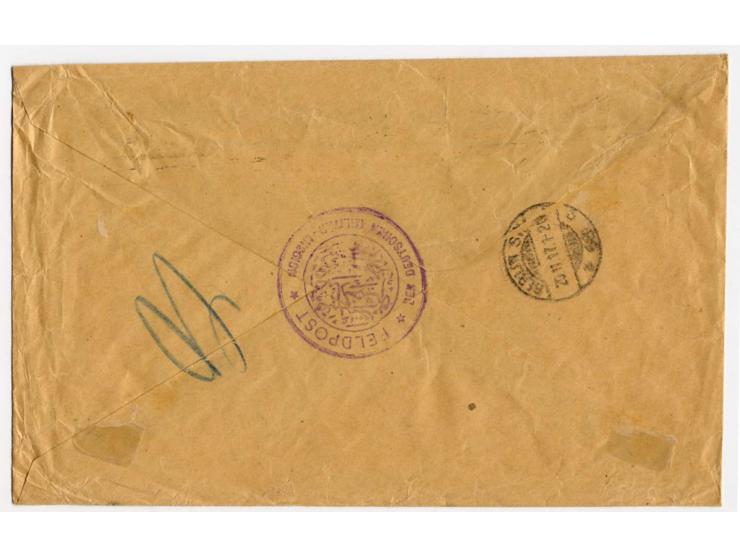 "KONSTANTINOPEL 17.11.17" auf vorgedrucktem Feldpost-R-Brief, rückseitig Herkunftsstempel "FELDPOST/DER DEUTSCHEN MILITÄR-MIS