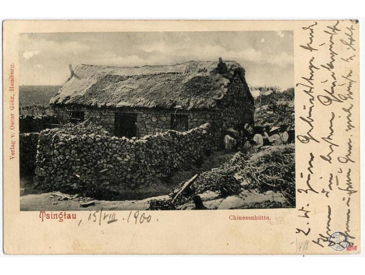 2. Tsingtau-Ausgabe 5 Pf. auf 10 Pfg. (Type 1) mit EKr. "KAIS. DEUTSCHE MARINE-SCHIFFSPOST No. 20/1../8" auf Postkarte nach W